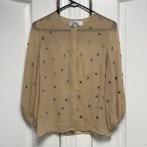 Beaded Silk Blouse XS- Badgley Mischka Mark and James